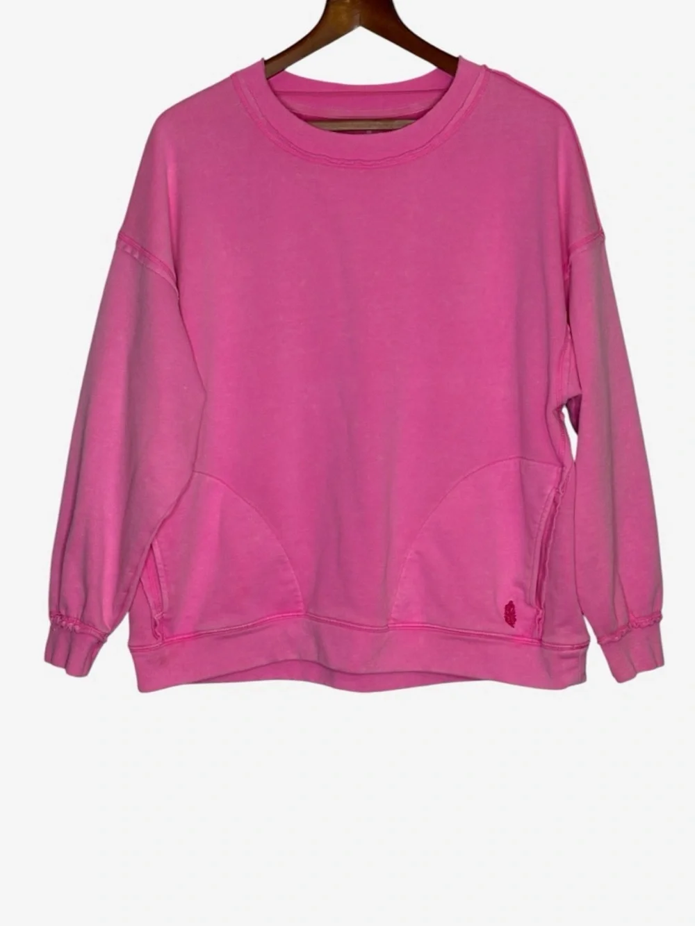 Free People Movement Metti Crew Neck Sweatshirt Miami Hot Pink • Size M - Picture 4 of 11